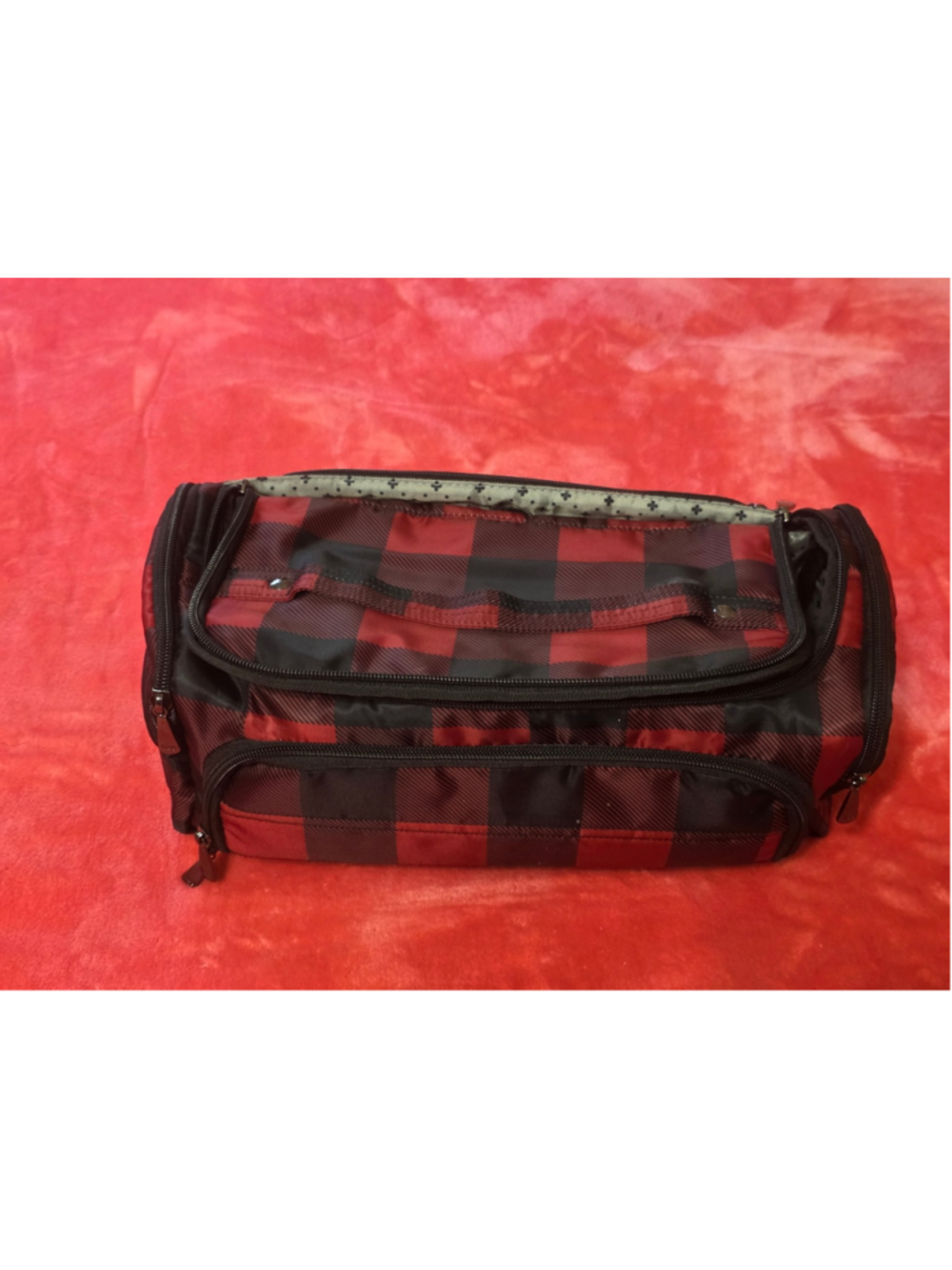Lug Trolley XL Cosmetic Case - Buffalo Check Red